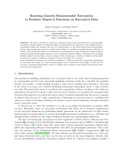 Boosting Linearly-Homomorphic Encryption to Evaluate Degree-2 Functions on Encrypted Data Dario Catalano