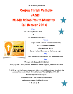 Corpus Christi Catholic JAMS Middle School Youth Ministry Fall Retreat 2014