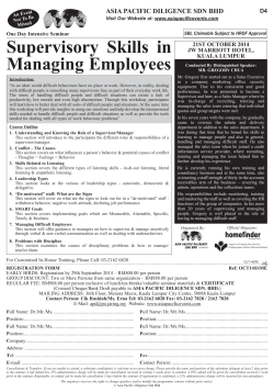 Supervisory Skills in Managing Employees D4 21ST OCTOBER 2014