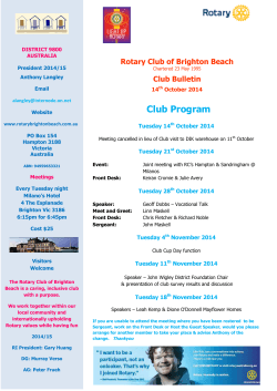 Club Program Rotary Club of Brighton Beach Club Bulletin