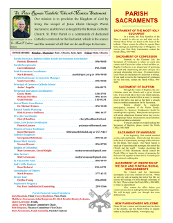 PARISH SACRAMENTS St. Peter Roman Catholic Church Mission Statement