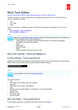 Rich Text Editor Page 1 / Overview