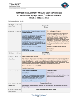 TEMPEST DEVELOPMENT ANNUAL USER CONFERENCE October 22 to 24, 2014
