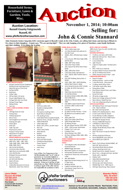 Selling for: John &amp; Connie Stannard November 1, 2014; 10:00am