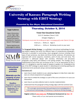 University of Kansas: Paragraph Writing Strategy with EDIT Strategy