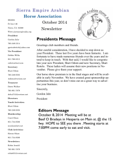 Presidents Message Horse October 2014