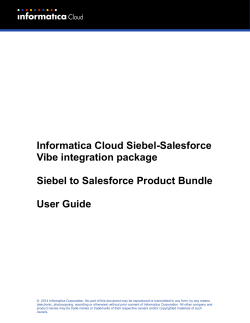Informatica Cloud Siebel-Salesforce Vibe integration package  Siebel to Salesforce Product Bundle