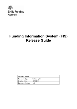 Funding Information System (FIS) Release Guide  Document Details