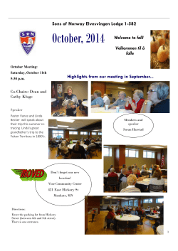October, 2014 Highlights from our meeting in September... Welcome to fall!