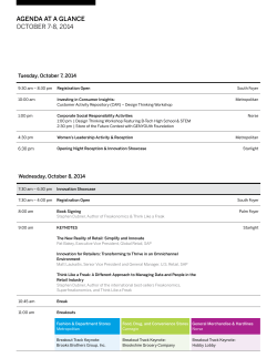 AGENDA AT A GLANCE OCTOBER 7-8, 2014 Tuesday, October 7, 2014