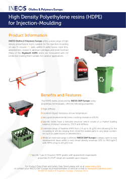 High Density Polyethylene resins (HDPE) for Injection-Moulding Product Information