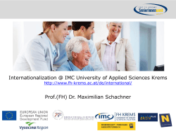 Internationalization @ IMC University of Applied Sciences Krems -krems.ac.at/de/international/