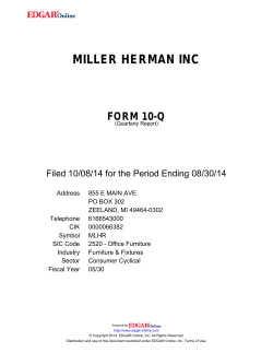 MILLER HERMAN INC FORM 10-Q Filed 10/08/14 for the Period Ending 08/30/14