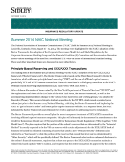 Summer 2014 NAIC National Meeting