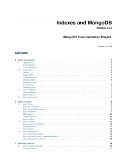 Indexes and MongoDB MongoDB Documentation Project Contents Release 2.6.4