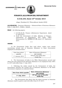 FINANCE (ALLOWANCES) DEPARTMENT G.O.No.245, Dated 10 October 2014 (Jaya, Purattasi-24, Thiruvalluvar Aandu 2045)