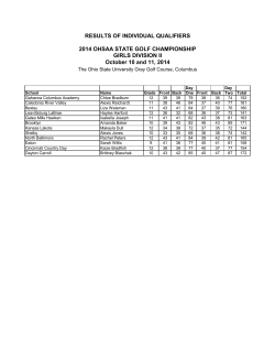 2014 OHSAA STATE GOLF CHAMPIONSHIP GIRLS DIVISION II