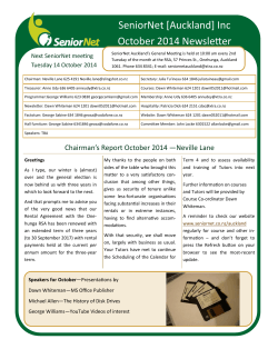 SeniorNet [Auckland] Inc October 2014 Newsletter Next SeniorNet meeting
