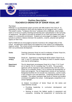Position Description TEACHER/CO-ORDINATOR OF SENIOR VISUAL ART