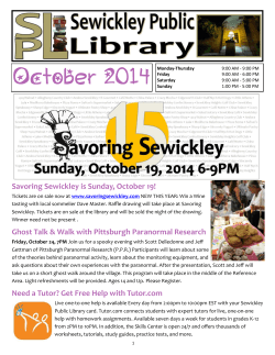 October 2014 Savoring Sewickley is Sunday, October 19!
