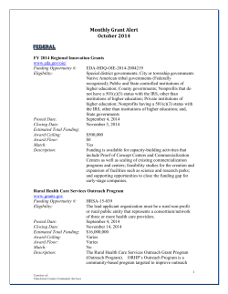 Monthly Grant Alert October 2014 F E