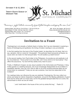 Invitation to a Feast O 11 &amp; 12, 2014