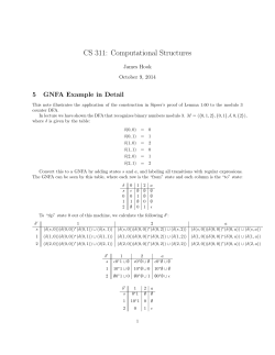 CS 311: Computational Structures 5 GNFA Example in Detail James Hook