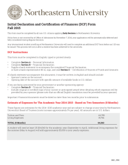 Initial Declaration and Certification of Finances (DCF) Form Fall 2015
