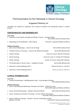 First Examination for the Fellowship in Clinical Oncology  Suggested Reading List