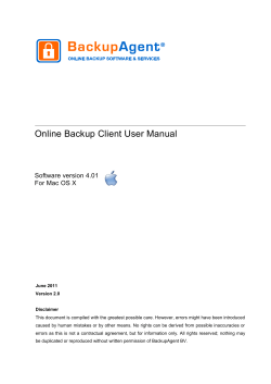 Online Backup Client User Manual  Software version 4.01 For Mac OS X