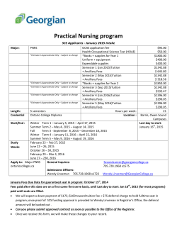 Practical Nursing program SCS Applicants - January 2015 Intake
