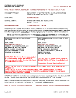 STATE OF NORTH CAROLINA REQUEST FOR PROPOSALS