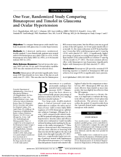 One-Year, Randomized Study Comparing Bimatoprost and Timolol in Glaucoma and Ocular Hypertension