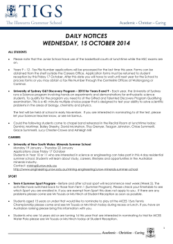 DAILY NOTICES WEDNESDAY, 15 OCTOBER 2014