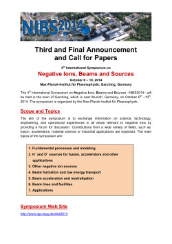 Third and Final Announcement and Call for Papers