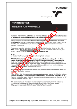 ONLY” COPY TENDER NOTICE REQUEST FOR PROPOSALS