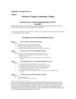 Northern Virginia Community College Faculty Survey on Internationalization at NVCC Fall 2005