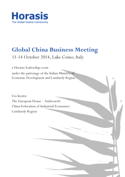 Global China Business Meeting 13 -14 October 2014, Lake Como, Italy