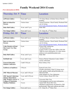 Family Weekend 2014 Events  Time Location