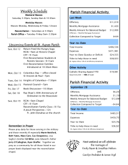Weekly Schedule Parish Financial Activity Last Week