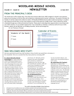 WOODLAND MIDDLE SCHOOL NEWSLETTER  FROM THE PRINCIPAL’S DESK