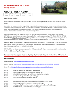 – Oct. 17, 2014 Oct. 13 FAIRHAVEN MIDDLE SCHOOL Weekly Bulletin