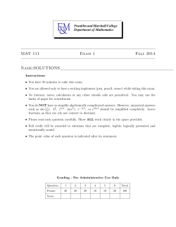 MAT 111 Exam 1 Fall 2014 Name:SOLUTIONS