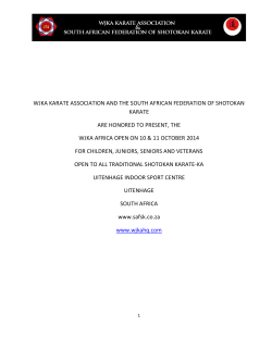 WJKA KARATE ASSOCIATION AND THE SOUTH AFRICAN FEDERATION OF SHOTOKAN KARATE
