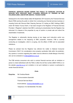 FSB Press Release  10 October 2014