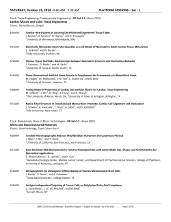 SATURDAY, October 25, 2014 - Cardiac Muscle and Valve Tissue Engineering