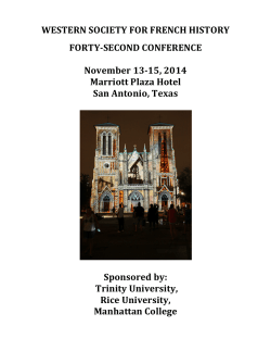 WESTERN'SOCIETY'FOR'FRENCH'HISTORY' FORTY.SECOND'CONFERENCE' ' November'13.15,'2014'