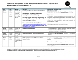 Diploma in Management Studies (DMS) Orientation Schedule – Sept/Oct 2014