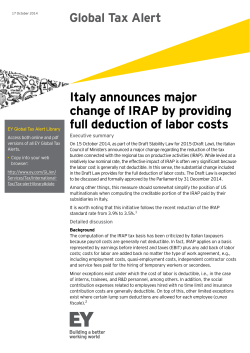 Global Tax Alert Italy announces major change of IRAP by providing