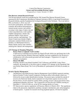 Central Pine Barrens Commission Science and Stewardship Division Update